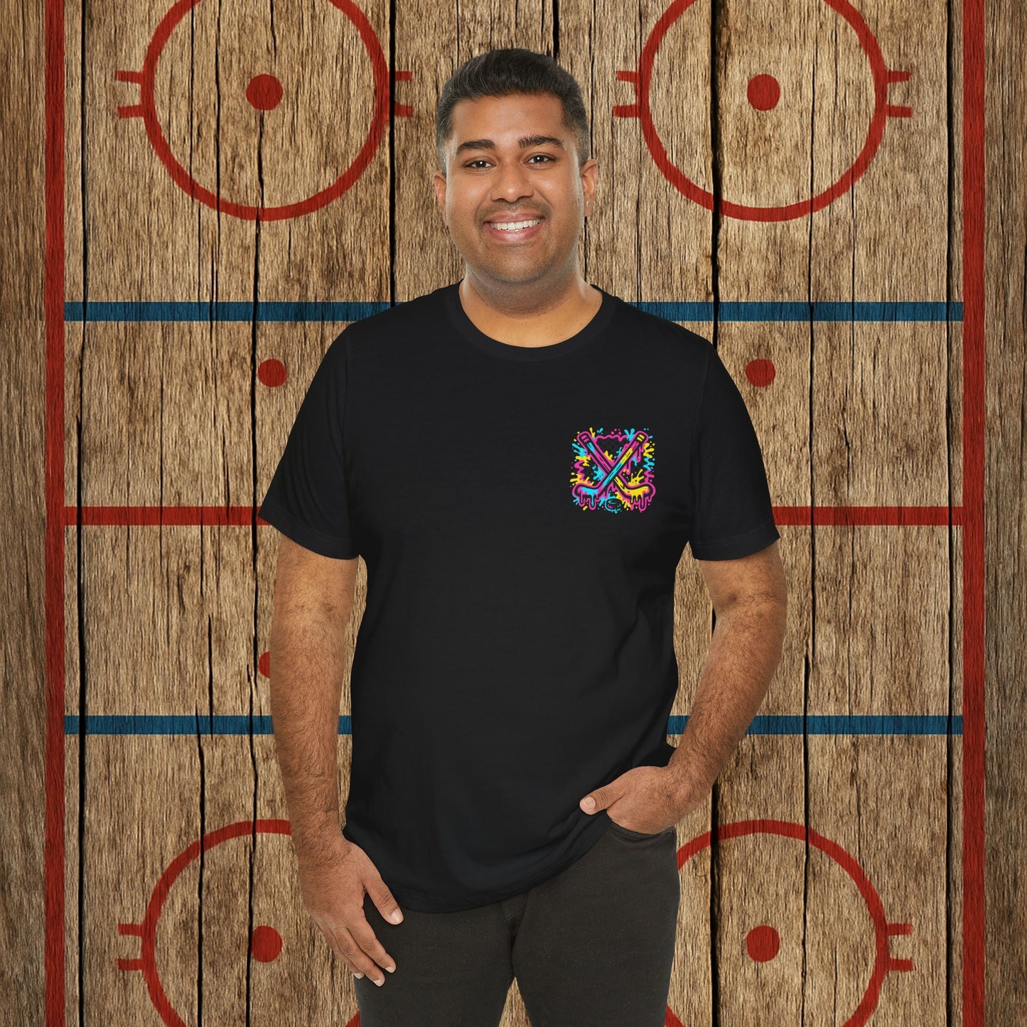 Lumber Hockey Club Neon Drip Shirt – Retro 90s Street Style Hockey Tee
