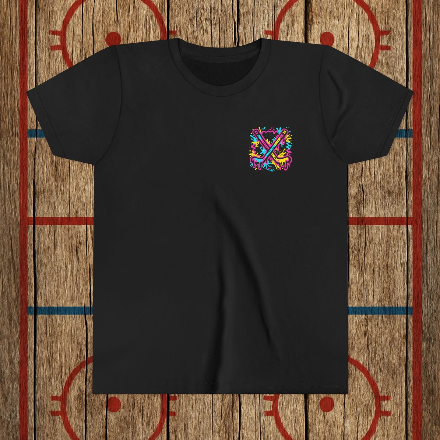 Youth Lumber Hockey Club Neon Drip Shirt – 90s Retro Hockey Kid Tee