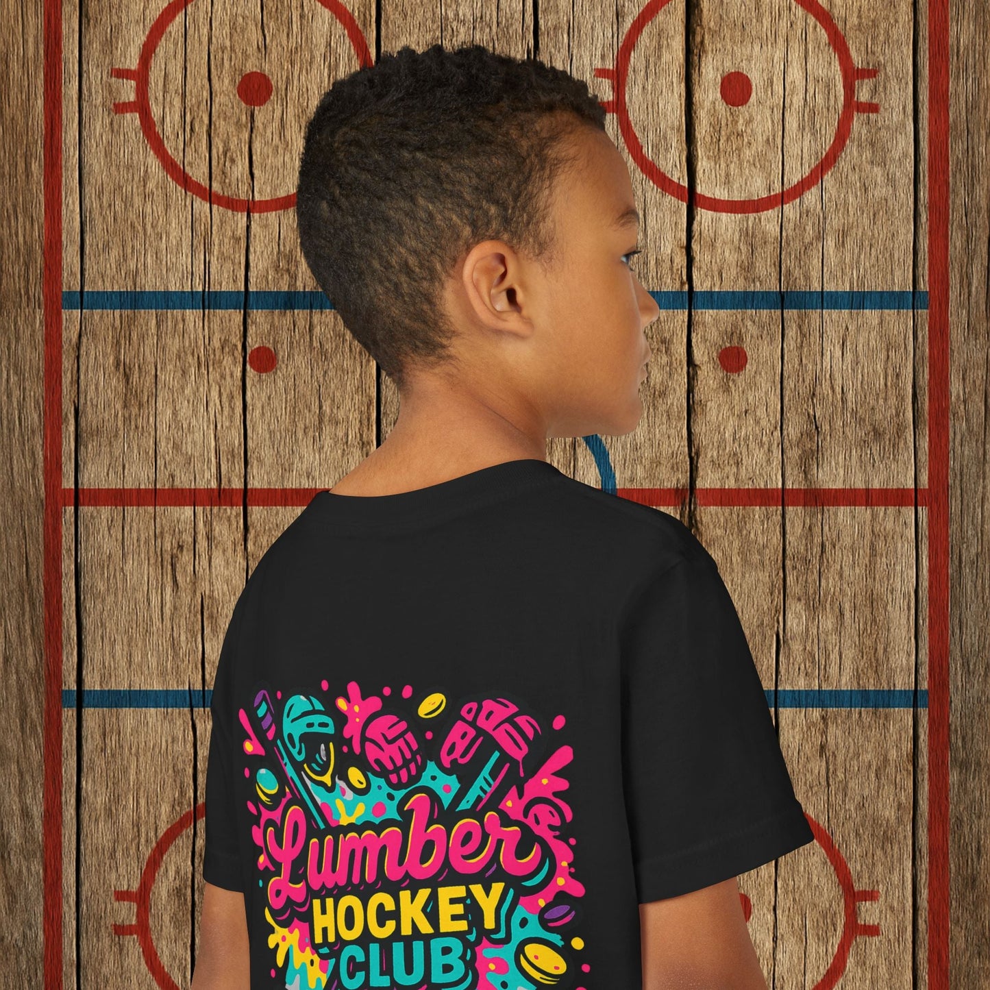 Youth Lumber Hockey Club Neon Drip Shirt – 90s Retro Hockey Kid Tee
