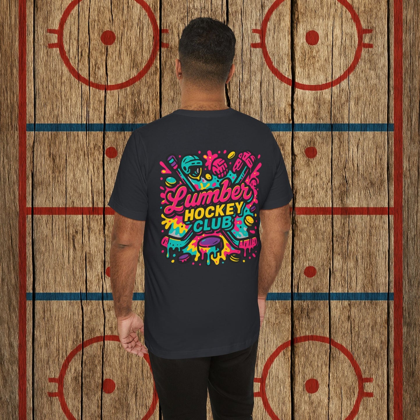 Lumber Hockey Club Neon Drip Shirt – Retro 90s Street Style Hockey Tee