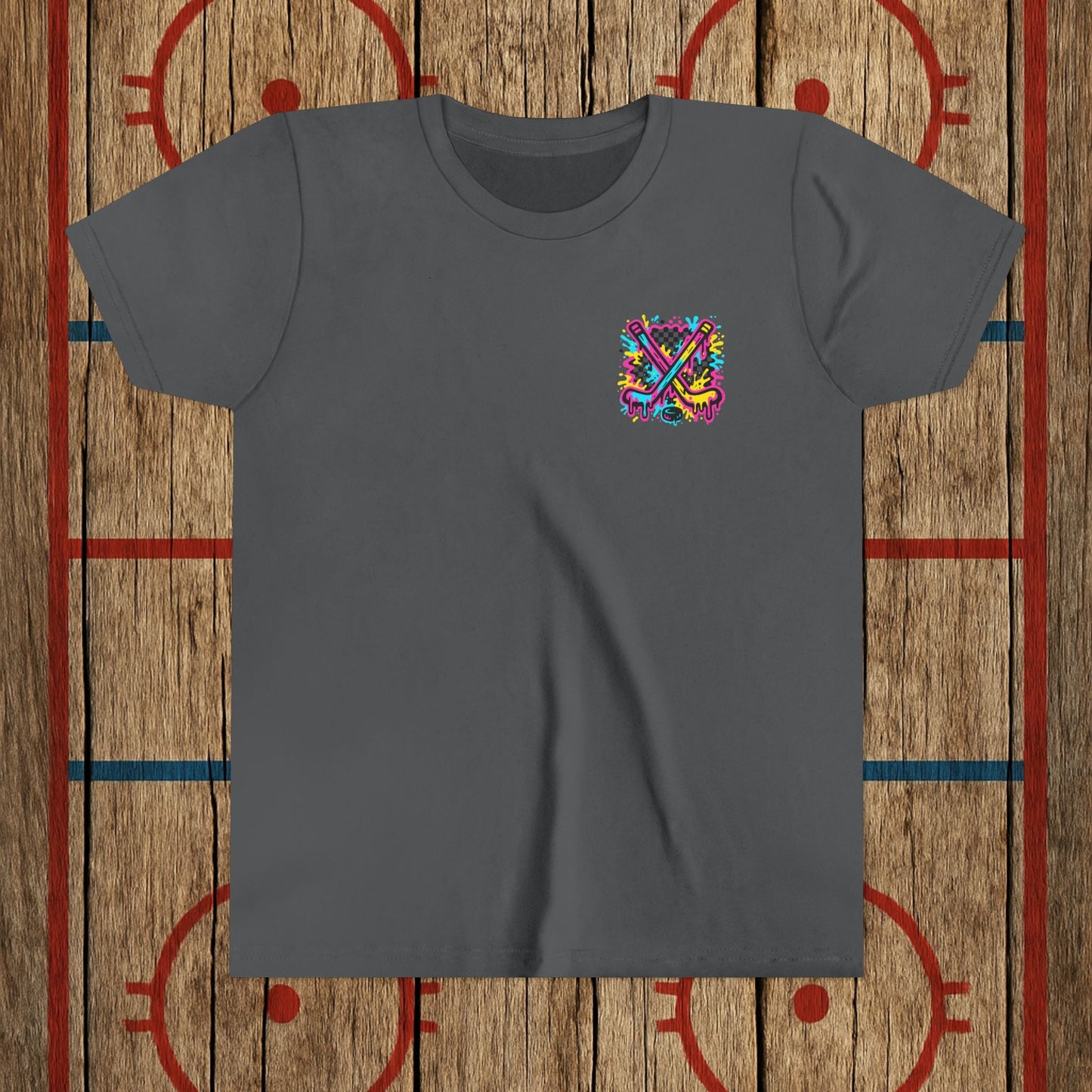 Youth Lumber Hockey Club Neon Drip Shirt – 90s Retro Hockey Kid Tee