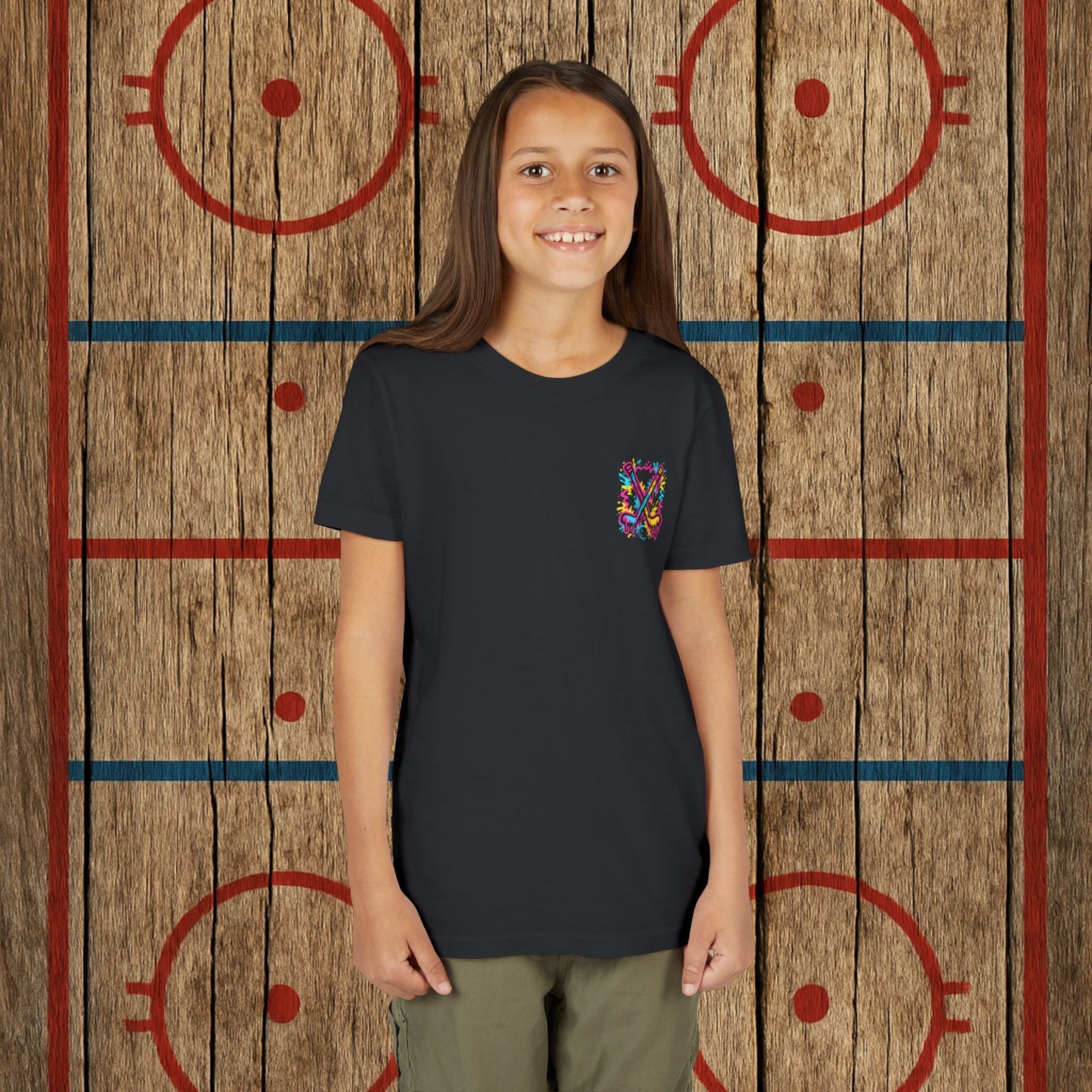 Youth Lumber Hockey Club Neon Drip Shirt – 90s Retro Hockey Kid Tee