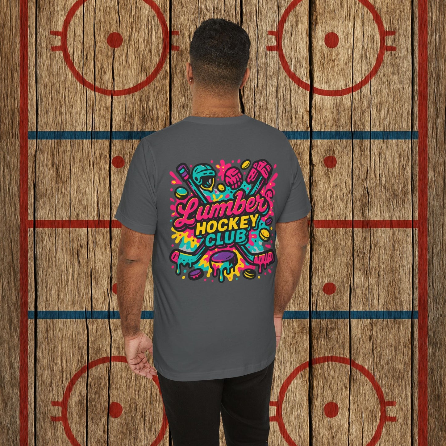 Lumber Hockey Club Neon Drip Shirt – Retro 90s Street Style Hockey Tee