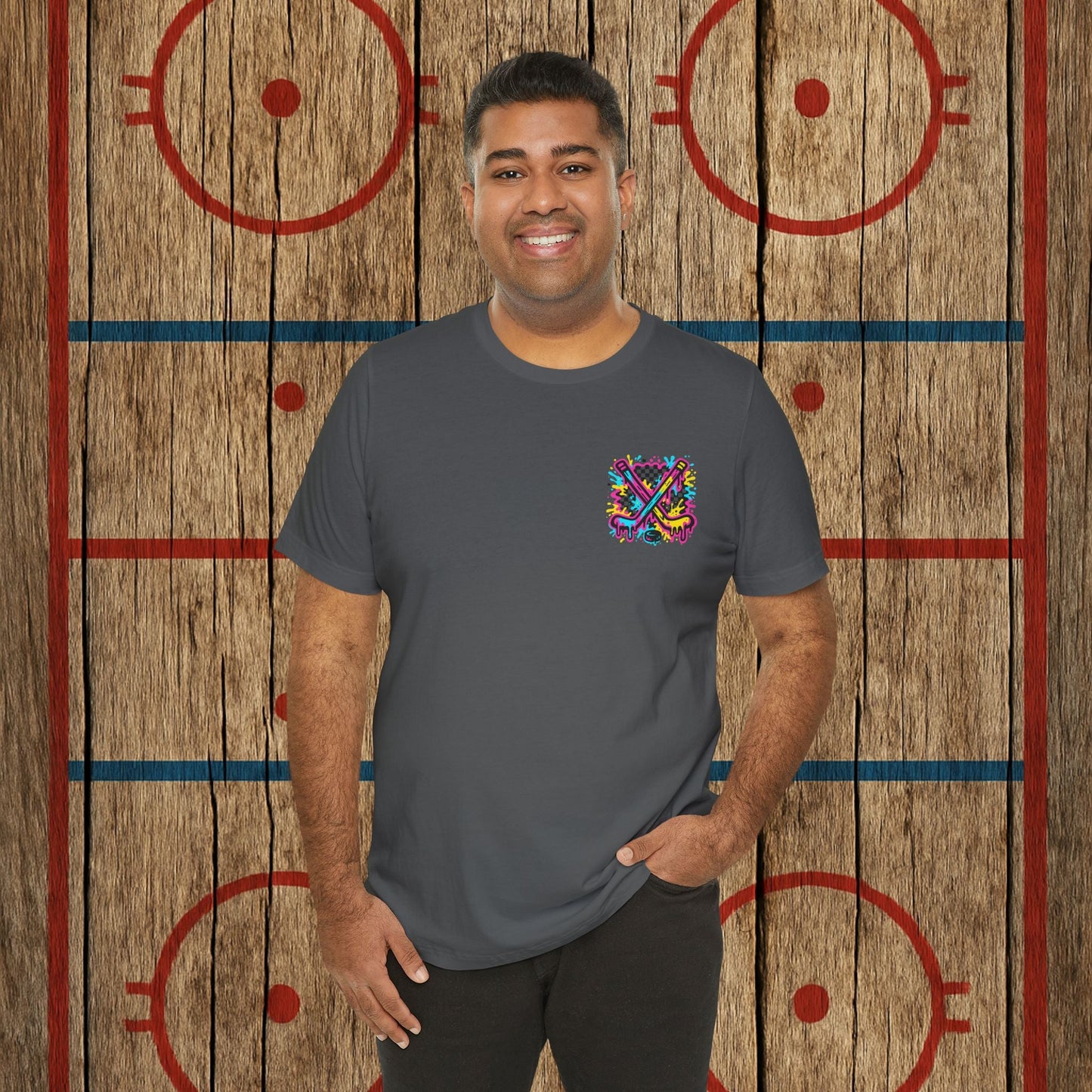 Lumber Hockey Club Neon Drip Shirt – Retro 90s Street Style Hockey Tee
