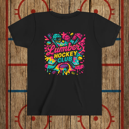 Youth Lumber Hockey Club Neon Drip Shirt – 90s Retro Hockey Kid Tee