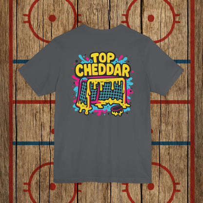 Top Cheddar Hockey T-Shirt – Funny Adult Sniper Shirt for Hockey Players and Fans