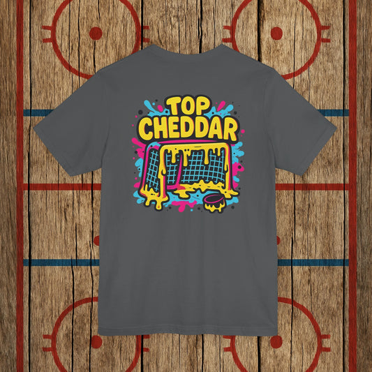 Top Cheddar Hockey T-Shirt – Funny Adult Sniper Shirt for Hockey Players and Fans