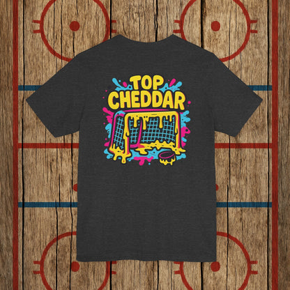Top Cheddar Hockey T-Shirt – Funny Adult Sniper Shirt for Hockey Players and Fans