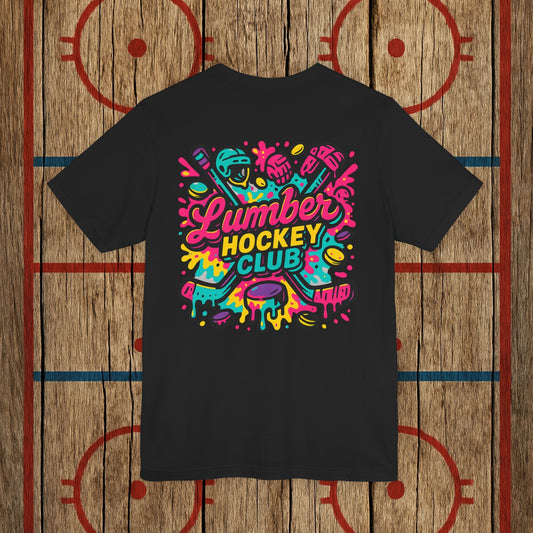 Lumber Hockey Club Neon Drip Shirt – Retro 90s Street Style Hockey Tee