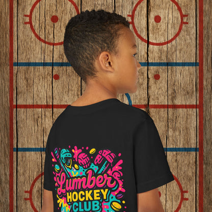Youth Lumber Hockey Club Neon Drip Shirt – 90s Retro Hockey Kid Tee