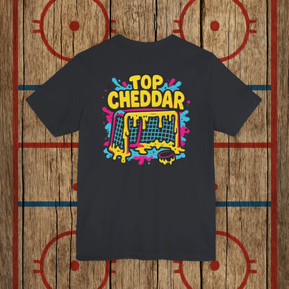 Top Cheddar Hockey T-Shirt – Funny Adult Sniper Shirt for Hockey Players and Fans