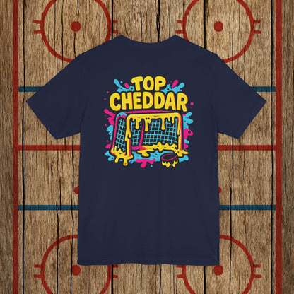 Top Cheddar Hockey T-Shirt – Funny Adult Sniper Shirt for Hockey Players and Fans