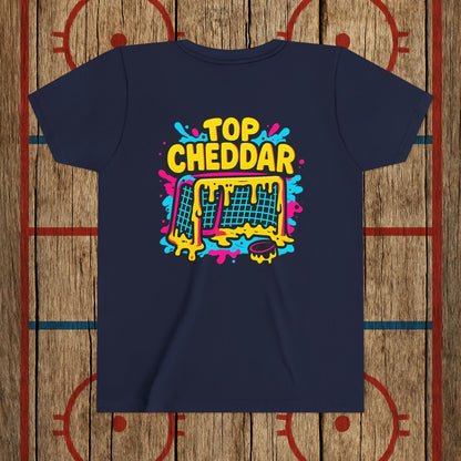 Youth Top Cheddar Hockey T-Shirt – Funny Kids Hockey Shirt for Snipers and Rink Rats