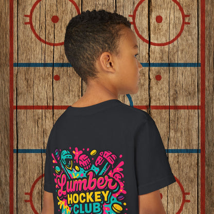Youth Lumber Hockey Club Neon Drip Shirt – 90s Retro Hockey Kid Tee