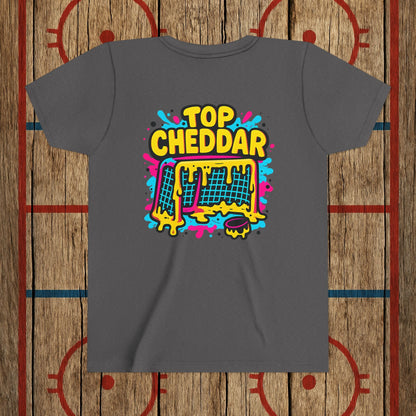Youth Top Cheddar Hockey T-Shirt – Funny Kids Hockey Shirt for Snipers and Rink Rats